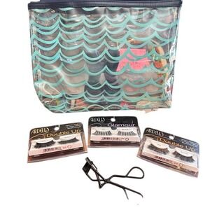 Ardell Lashes Lot Makeup Bag Eyelash Curler Double Up Glamour Black